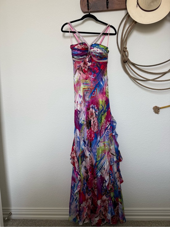 Cache Dresses & Skirts - VINTAGE Y2K Caché 100% Silk Ruffle Floral Maxi Gown – Size 0 ✨✨✨